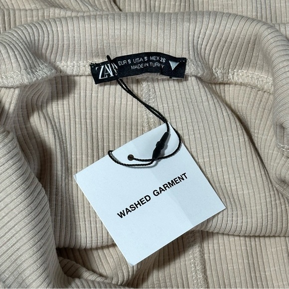 ZARA Cream Fold Over Cotton Yoga Pants Women’s Small NWT Flare - Picture 6 of 6